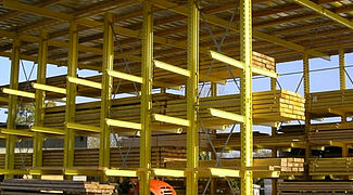Cantilever racking system with a monopitch roof