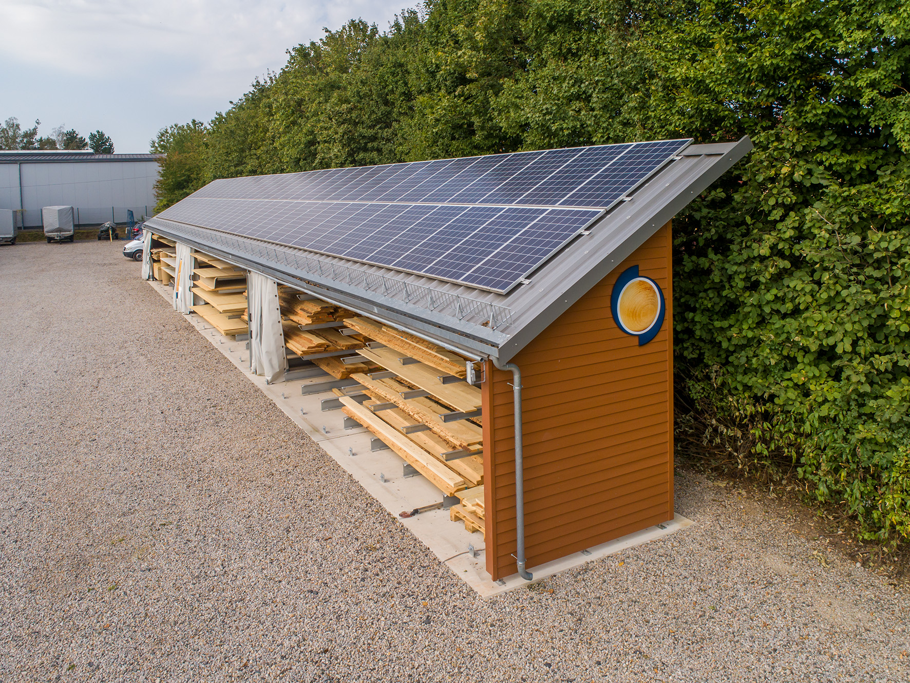 cantilever racking with roof and solar panels